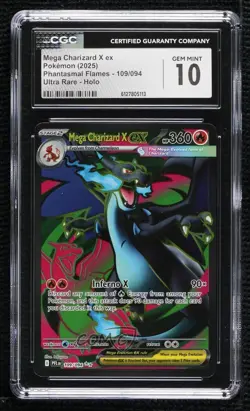 Mega Charizard X ex Ultra Rare Pokemon Evolution Phantasmal Flames CGC 10 - Image 1