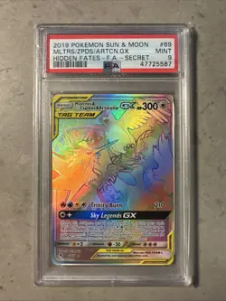 MOLTRES/ZAPDOS/ARTICUNO GX PSA 9 2019 POKEMON S&M HIDDEN FATES SECRET FULL ART - Image 1