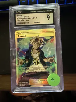 💥✅2017 Full Art - Guzma Pokemon Sun & Moon Burning Shadows CGC 9 MINT ⚡💦❗ - Image 1
