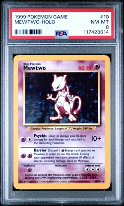 1999 POKEMON GAME #10 MEWTWO-HOLO PSA 8 - Image 1