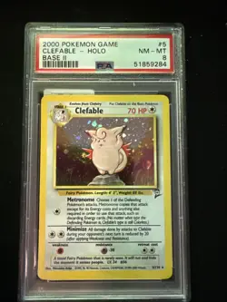 POKEMON Base Set 2 CLEFABLE 5/130 Holo Rare PSA 8 NM-MT Vintage WOTC - Image 1
