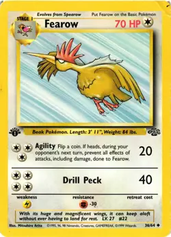 Pokemon TCG Fearow Jungle 36/64 Regular 1st Edition Uncommon DMG - Image 1