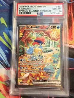 2025 POKEMON WHT EN-WHITE FLARE SPECIAL ILLUSTRATION RARE #167 KELDEO EX PSA 10 - Image 1