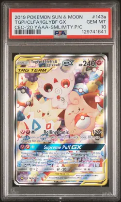 2019 POKEMON SUN & MOON COSMIC ECLIPSE TOGEPI & CLEFFA & IGGLYBUFF GX PSA 10 - Image 1
