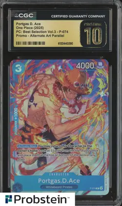 2025 One Piece PC Best Selection Vl.3 P-074 Portgas D. Ace Promo CGC 10 PRISTINE - Image 1