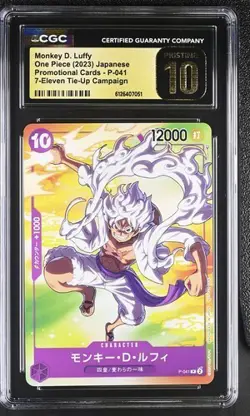 ✨✨ CGC 10 Pristine One Piece Monkey D. Luffy P-041 7-Eleven Tie-Up Campaign Jpn - Image 1