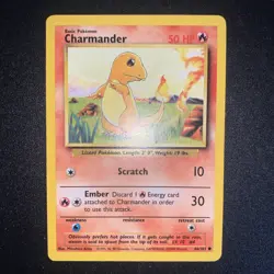 Pokemon 1999 Charmander Base Set Shadowless Common NON-HOLO RARE 46/102 - Image 1
