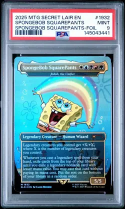 2025 MTG Secret Lair Drop Foil #1932 SpongeBob SquarePants PSA 9 - Image 1