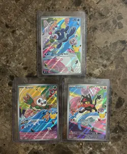 Pokemon First Partner Illustration Rowlet Litten Popplio Alola Region Promo - Image 1