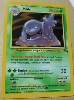 Muk 13/62 Rare Holo Fossil Set Pokemon Card NM/LP - Image 2