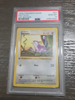 Pokemon Rattata Base Set Shadowless 1st Edition #61 PSA 10 Gem Mint Error Slab - Image 1