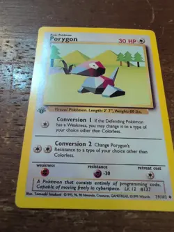 Pokemon 1999 All 1st Edition 3 Card Lot #39 Porygon, #45 Caterpie, #60 Ponyta.NM - Image 2