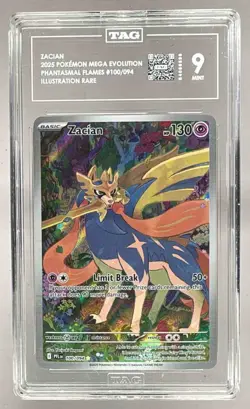 Zacian 2025 Pokemon Phantasmal Flames #100/094 Illustration Rare TAG 9 - Image 1
