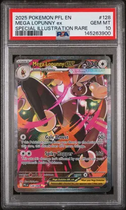 2025 POKEMON PFL EN-PHANTASMAL FLAMES #128 MEGA LOPUNNY EX PSA 10 - Image 1