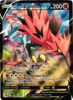 Pokemon TCG Galarian Zapdos V TG19/TG30 Astral Radiance Full Art Holo DMG - Image 1
