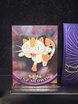 Topps Pokemon 1999 #52 Meowth Blue Logo Holo 245💎NM💎 - Image 1