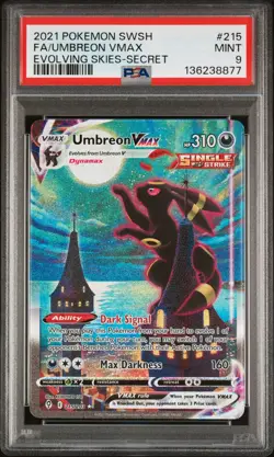 2021 POKEMON SWORD & SHIELD EVOLVING SKIES SECRET FULL ART/UMBREON VMAX PSA 9 - Image 1