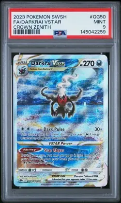 Pokemon Darkrai VSTAR Full Art GG50 Crown Zenith PSA MINT 9 - Image 1