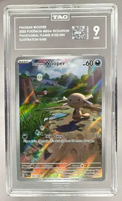 Paldean Wooper 2025 Pokemon Phantasmal Flames #102/094 Illustration Rare TAG 9 - Image 1