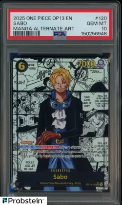 2025 One Piece OP13 EN Manga Alternate Art #120 Sabo PSA 10 GEM MINT - Image 1