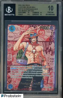 2025 One Piece Carrying On His Will Portgas D Ace Red Manga BGS 10 PRISTINE - Image 1