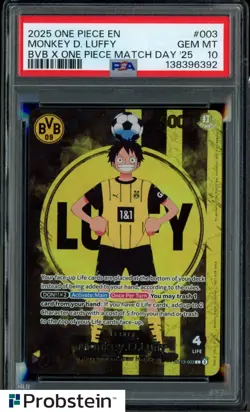 2025 ONE PIECE PROMOS BVB X ONE PIECE MATCH DAY 2025 #003 MONKEY D. LUFFY PSA 10 - Image 1