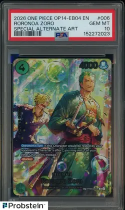 2026 One Piece OP14-EB04 EN Special Alternate Art #006 Roronoa Zoro PSA 10 - Image 1