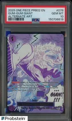 2025 One Piece PRB02 EN Alternate Art #078 Gum-Gum Giant PSA 10 GEM MINT - Image 1