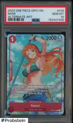 2022 One Piece OP01 EN Alternate Art #016 Nami PSA 10 GEM MINT - Image 1