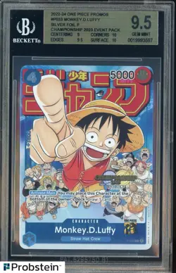 One Piece Promos Championship 2023 Event Pack Silver Monkey D Luffy BGS 9.5 - Image 1