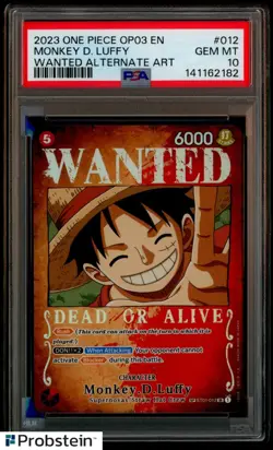 2023 One Piece OP03 EN Wanted Alternate Art #012 Monkey D. Luffy PSA 10 GEM MINT - Image 1