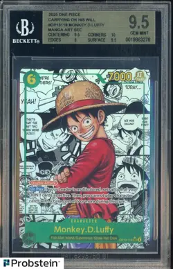 2025 One Piece Carrying On His Will OP13-118 Monkey D Luffy Manga BGS 9.5 - Image 1
