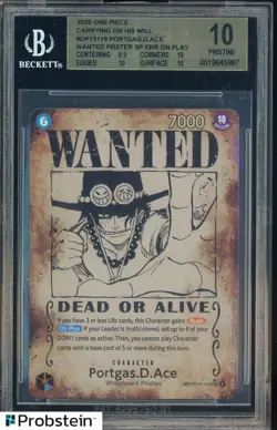 2025 One Piece Carrying On His Will OP13119 Portgas.D.Ace Wanted BGS 10 PRISTINE - Image 1