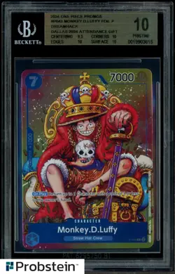 2024 One Piece Promos P043 Monkey D. Luffy Foil Dallas Attendance Gift BGS 10 - Image 1