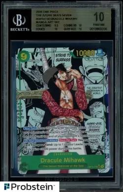 2025 One Piece The Azure Sea's Seven EN #OP14119 Dracule Mihawk Manga BGS 10 - Image 1