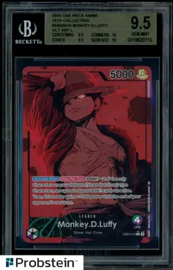 2025 One Piece Anime 25th Monkey D. Luffy Alternate Art #EB02-010 BGS 9.5 - Image 1