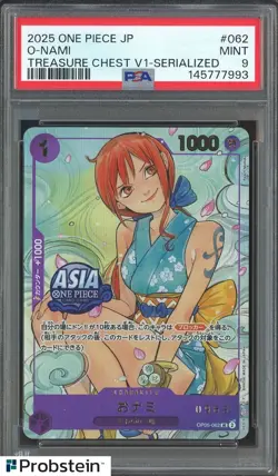 2025 One Piece Japanese Treasure Chest V1 Serialized 0989 #062 O-Nami PSA 9 - Image 1