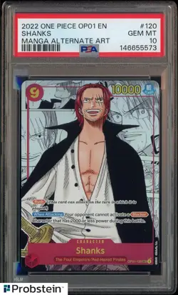 2022 One Piece OP01 EN Manga Alternate Art #120 Shanks PSA 10 GEM MINT - Image 1