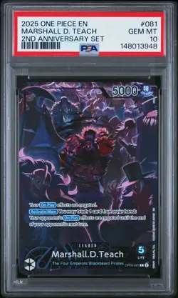 2025 ONE PIECE OP09 081 MARSHALL D TEACH ENGLISH 2ND ANNIVERSARY SET PSA 10 - Image 1