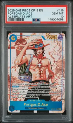 7058 Portgas D. Ace 2025 One Piece Carrying On His Will #OP13-119 Alt Art PSA 10 - Image 1