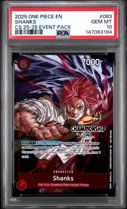 2025 ONE PIECE CHAMPIONSHIP CS 25-26 EVENT PACK P-083 SHANKS PROMO PSA 10 GEM MT - Image 1