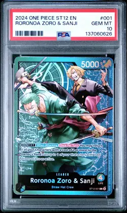 2024 ONE PIECE ST12-001 STARTER DECK RORONOA ZORO & SANJI LEADER PSA 10 GEM MINT - Image 1