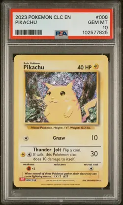 Pikachu Pokemon TCG Trading Card Game Classic 1st Edition PSA 10 Holo 008/034 - Image 1