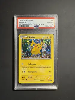 Pokemon Pikachu 2016 McDonald's Promo Italian PSA 8 Holo Card 6/12 - Image 1