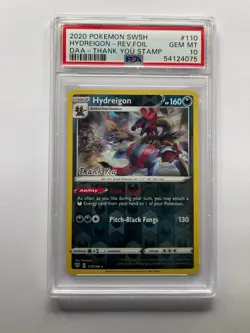 Hydreigon 2020 PSA 10 #110 Sword Shield DAA Thank You Stamp Reverse Holo Card - Image 1
