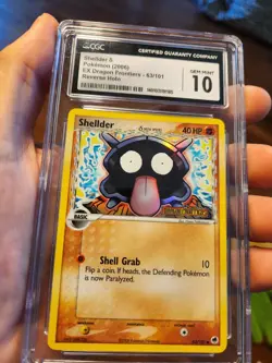 CGC 10 GEM MINT Pokemon Shellder 63/101 EX Dragon Frontier Stamped Reverse Holo - Image 2