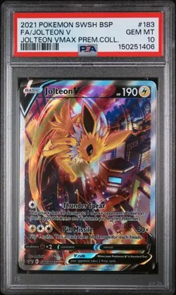 2021 POKEMON SWSH BLACK STAR PROMO #183 FA/JOLTEON V JOLTEON VMAX PSA 10 (Q406 - Image 1
