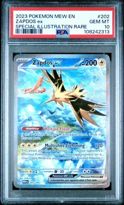 Pokemon Zapdos EX TCG Scarlet & Violet 151 Card 202/165 PSA 10 Gem Mint - Image 1