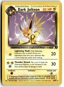 2000 Pokemon - Team Rocket Dark Jolteon #38/82 - Image 1