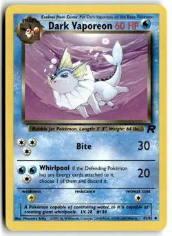 2000 Pokemon - Team Rocket Dark Vaporeon #45/82 - Image 1